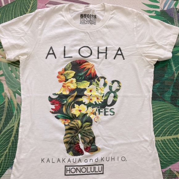 88Tees Tops - 88Tees Floral Keiki White Tee (Medium)